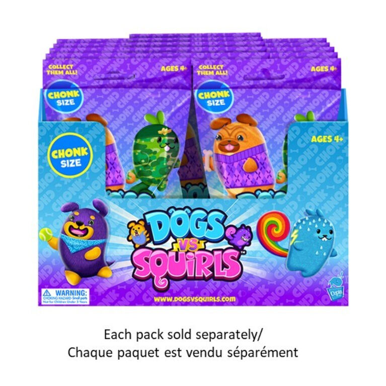 Chiens contre. Écureuils - Chonks ! Peluche - Sacs mystères de 6 pouces