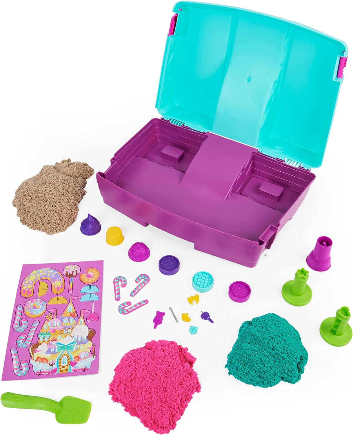 Kinetic Sand - Sandyland - Folding Sandbox - Made with Natural Sand, Includes Scented and Colored Kinetic Sand